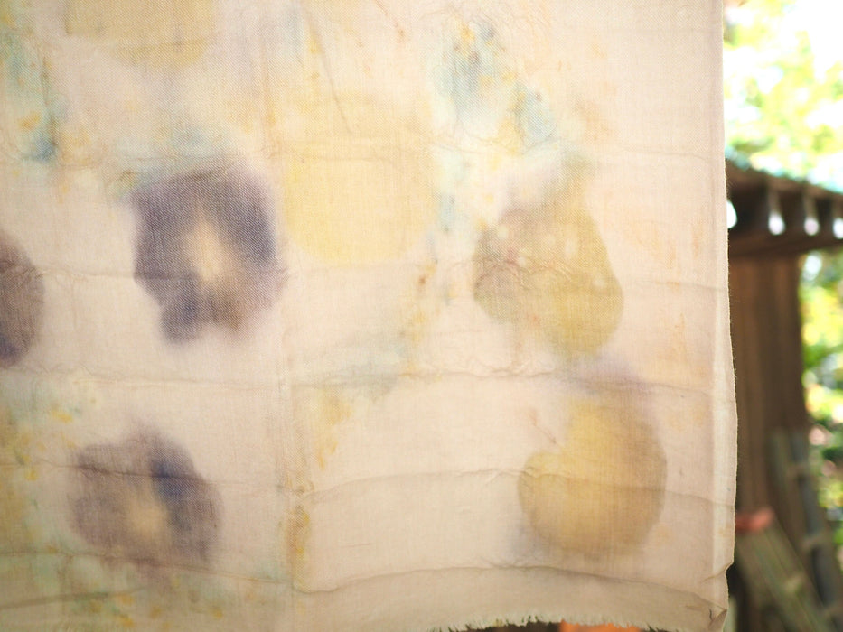 Naturally Dyed and Ecoprinted Wool Shawl (F) *SALE*