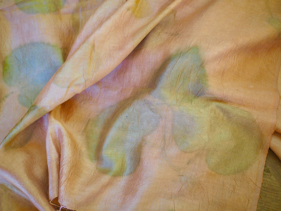 Naturally Dyed and Ecoprinted Silk, x-large